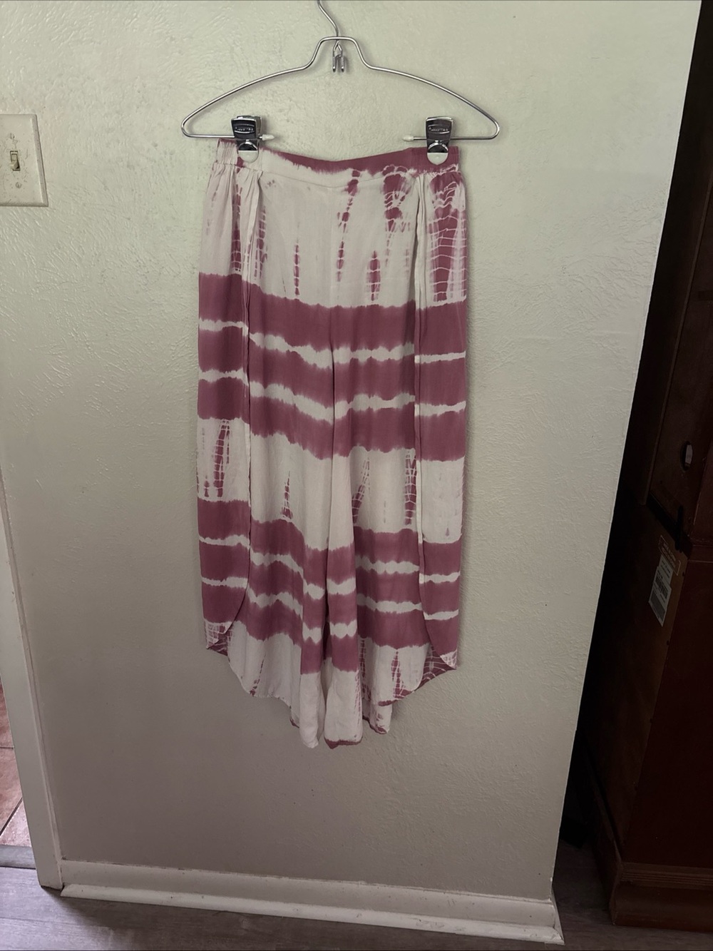 Tie-Dye Midi Lounge Pants in Mauve and White Size S
